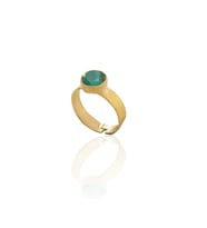 Kadir Jewellery 22 Ayar Altın Kaplama Zirkon Taşlı Kadın Minimal Yüzük (K.Yeşil)