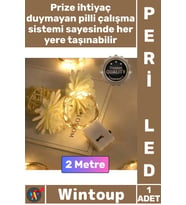 #Led Dekoratif Aydınlatma Yılbaşı Süsleme Ev Dekoru Esnek Tel 2 Metre Pilli Şık Peri Led Gün Işığı
