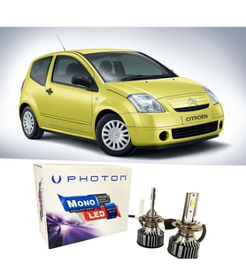 Citroen C2 Led Xenon Uzun + Kısa Far Ampulü H4 Mono Yeni Seri Beyaz