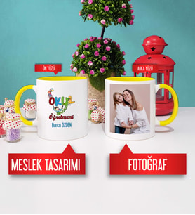 Okul Öncesi Öğretmeni Kupa Bardak Sarı Fotoğraflı