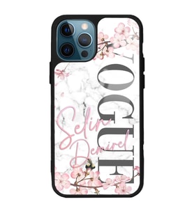 iPhone 11 Pro Max Uyumlu Mermerli Sakura Vogue Tasarımlı Glossy Telefon Kılıfı