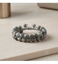 Gri Jasper 8mm Çift Sıra Makrome Doğal Taş Bileklik