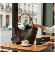 Givenza Kişiye Özel Cüzdan & Kolye Hediyeli Şık Kadın Çanta Seti (Kahverengi)