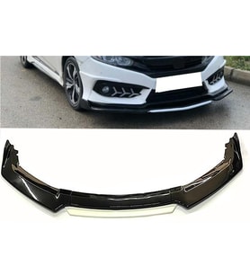 Fiat Linea 2007-2012 Beyaz Şeritli Renkli Ön Ek Ön Lip Piona Black 4 Prç