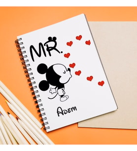 Mickey Mouse Sevgili Çift Tasarımlı Defter Kişiye Özel