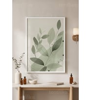 Doğal Denge Bitki Motifli Minimalist 1. Kalite Ahşap Çerçeveli Tablo