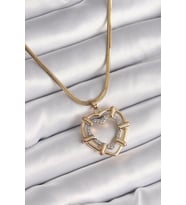 316L Çelik Gold Renk İtalyan Zincir Mix Renk Zirkon Taşlı Kalp Model Kadın Kolye