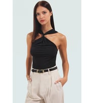Rahat V Yaka Örme Bluz Polyester Elastan Kumaşlı Yazlık Profesyonel Görünüm
