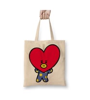 Bts Bt21 Tata Beyaz Bez Çanta Uzun Saplı Alışveriş Çantası Plaj Çantası