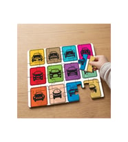 Nesne kavramı Arabalar Tasarımlı 24 Parça Ahşap Çocuk Puzzle MPK0816