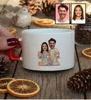 Kişiye Özel Karikatür Yemek Yapan Romantik Çift Lüks Fincan Sevgililer Günü Hediyesi