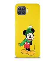 Oppo Reno 4 Lite Soft Premier Kapak Mickey Mouse-G Tasarımlı Silikon Kılıf - Sarı (Şeffaf)