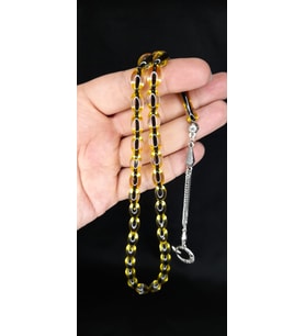 SÜRMELİ UÇAK CAMI TESBİH SARI-ŞEFFAF RENKLİ BEYZİ KESİM T-339 (Çok Renkli)