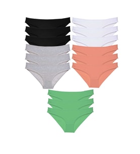 15 adet Süper Eko Set Likralı Kadın Slip Külot Siyah Gri Beyaz Pudra Yeşil