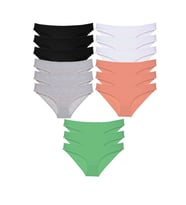 15 adet Süper Eko Set Likralı Kadın Slip Külot Siyah Gri Beyaz Pudra Yeşil