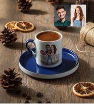 Kişiye Özel Karikatürlü Dans Eden Sevgililer Türk Kahvesi Fincanı Sevgililer Günü Hediyesi