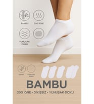 4’lü Bambu İplik 200 İğne Dikişsiz Yumuşak Dokulu Parfümlü Patik Çorap