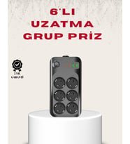 6’Lı Grup Priz Termal Korumalı Usb Type-C Çoklu Priz 2 Metre Kablo - Lisinya