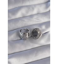 Pirinç Gümüş Renk Tırtıklı Minimal Bombeli Tasarım Küpe 5886 - SSSSSS6653-8584