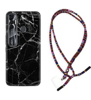 Tecno Spark 6 6 Go 8C 8 Pro 7 7 Pro Kılıf Boyun Asklı Rasta Silikon Fragile Black Mermer 1378