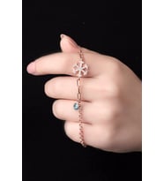 KADIN KAR TANESİ MODELİ NAZAR BONCUKLU 925 AYAR GÜMÜŞ ROSE BİLEKLİK