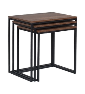 Adore Mobilya Profile 3lü Zigon Sehpa - Koyu Ceviz (Oslo Ceviz) 55x57x40 cm (GxYxD)