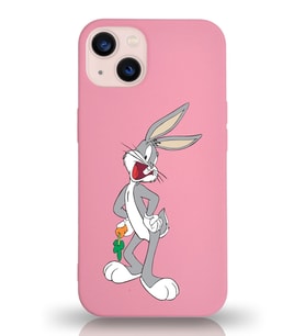 Apple iPhone 13 Uyumlu Lansman Kılıf Bugs Bunny Tasarımlı Altı Kapalı İçi Kadife Kaplı  Kapak (Şeffaf)