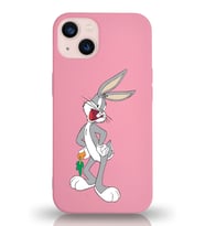 Apple iPhone 13 Uyumlu Lansman Kılıf Bugs Bunny Tasarımlı Altı Kapalı İçi Kadife Kaplı  Kapak (Şeffaf)