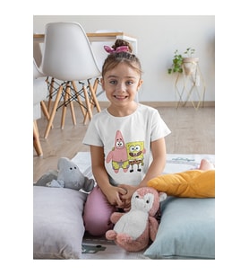 Süngerbob Ve Patrick Baskılı Unisex Çizgi Film Çocuk Tişört (1-12 Yaş)