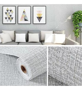 50x280 Cm (1,4m2) Keten Grisi Kendinden Yapışkanlı Duvar Kağıdı   Dokulu Esnek Silinebilir