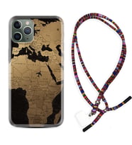 Apple iPhone 11 12 13 14 Pro Max Kılıf Boyun Asklı Rasta Silikon Map Planet 1656