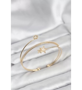 Yıldızlı Model Pirinç Gold Renk Kadın Bileklik - TJ-BB8261