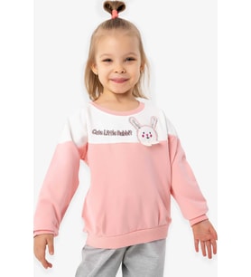 Breeze Kız Çocuk Sweatshirt Tavşan Nakışlı 1-4 Yaş, Somon