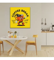 Tekli Kare Kanvas Duvar Tablosu Kahve Köşesi Drink More Coffee