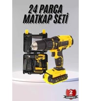 Profesyonel Çift Bataryalı Akülü Vidalama Şarjlı Matkap 24 Parça
