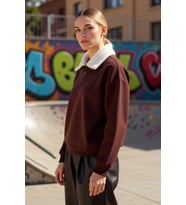 Kadın Dik Yaka Düşük Kol Oversize Kalın Örme Sweatshirt Fonksiyonel Dayanıklı Kaliteli Şık