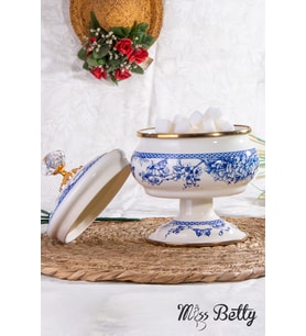 Emaye Ayaklı Şekerlik 18 cm Blue Lİfe
