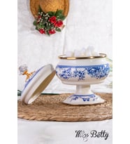 Emaye Ayaklı Şekerlik 18 cm Blue Lİfe