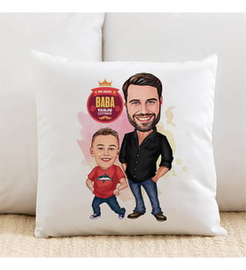 Kişiye Özel Babasını Çok Seven Erkek Çocuk Karikatürlü Yastık