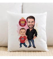 Kişiye Özel Babasını Çok Seven Erkek Çocuk Karikatürlü Yastık