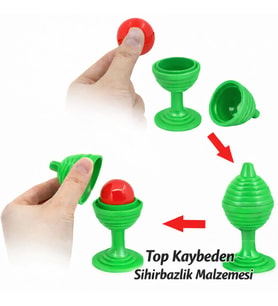 Nessiworld Yeşil Renk Sihirli Kupa Top Kaybetme Oyunu 7 cm (Krem)