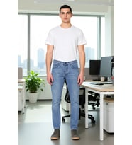 Erkek Slim Fit Yırtık Detaylı Denim Pantolon Açık Fonksiyonel Dayanıklı Kaliteli Konforlu Şık