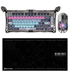 Gravastar V75 Pro Manyetik Kablolu Gaming Klavye, XPro Kablosuz Optik Mouse ve Mousepad Oyuncu Seti, Cyberpunk