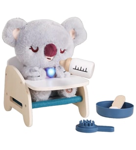 Care Pets İnteraktif Peluş Bebek Koala Oyuncak Seti Işıklı, Sesli ve Ahşap Aksesuarlı Eğitici Oyun Seti