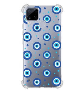 PrintiFy Oppo Realme C15 ile Uyumlu Nazar Boncuğu 1 Baskılı Kamera Korumalı Şeffaf Silikon Kılıf