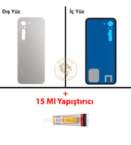 Infinix Hot 60 Pro Gümüş Uyumlu Arka Kapak + B7000 Yapıştırıcı Arka Cam Batarya Pil Kapağı