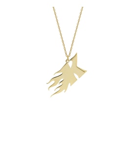 Kişiye Özel 925 Ayar Gümüş Tasarım Alev Font Harf Kolye (Gold)
