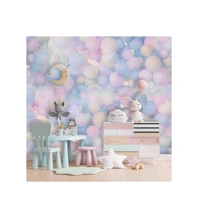 Dreamwall Makaron Balonlar Desenli Isı Ve Ses Yalıtımlı Tekstil Duvar Kağıdı (Çok Renkli)