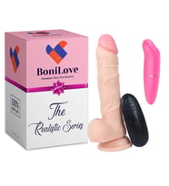 Bonilove Gerçekçi Görünüme Sahip Sessiz Çalışabilen 19 Cm Titreşimli Realistik Penis+Mini Vibratör