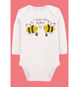 Organik Baskılı Pamuklu Unisex Bebek Body UZUNKOLE100